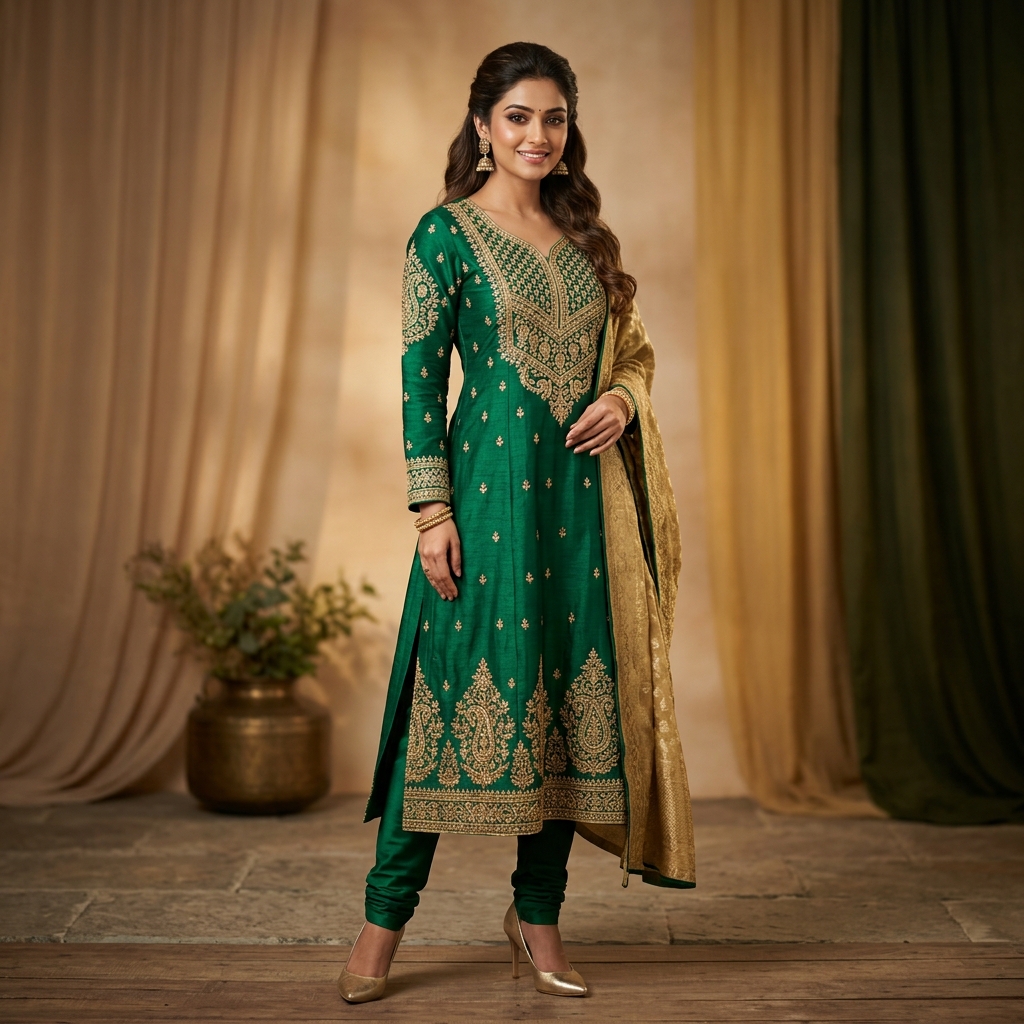 Meera Emerald Silk Kurti